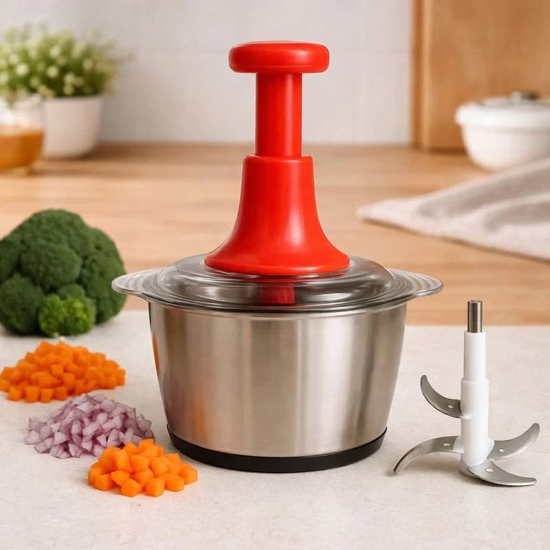 Push Chopper – Stainless Steel Meat & Vegetable Chopper