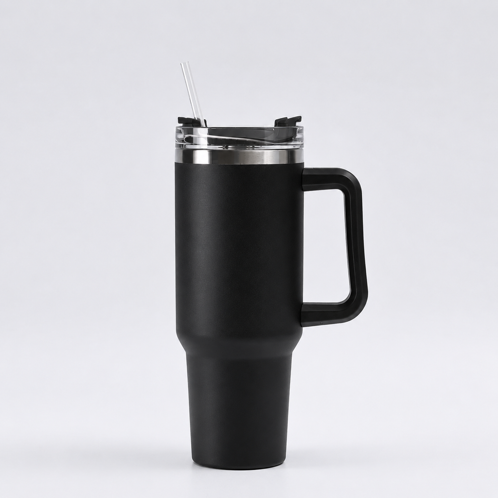 Premium Insulated Travel Tumbler with Handle & Straw