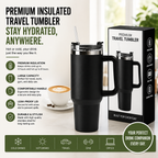 Premium Insulated Travel Tumbler with Handle & Straw