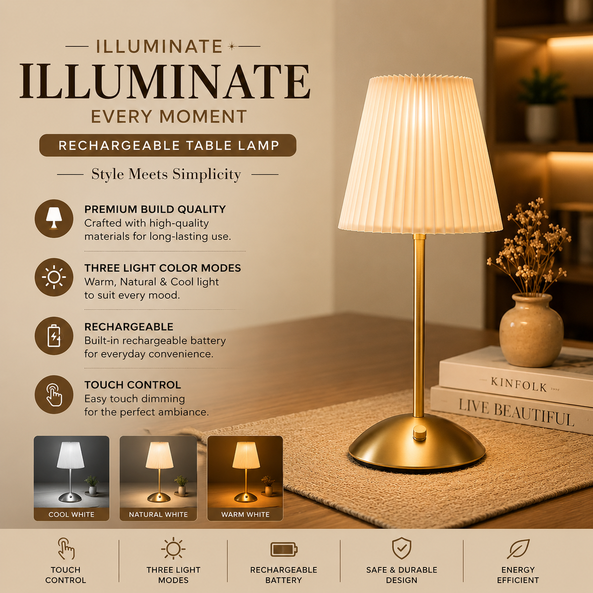 Retro Thin Rechargeable Lamp