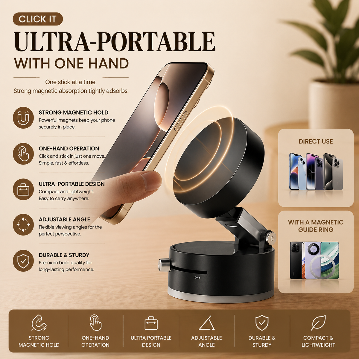 Vacuum Double-sided Magnetic Phone Holder
