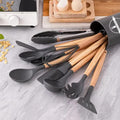 12pcs Silicone Utensil Set With Wooden Handle